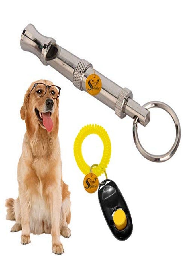 سايج سكوير مجموعة تدريب Sage Square تتضمن جهاز تدريب قابل للتعديل للكلاب والجراء، يتضمن صفارة وجهاز نقر للتحكم الهادئ في أوامر الكلاب وحزام للمعصم (عبوة من قطعتين). - Image 1